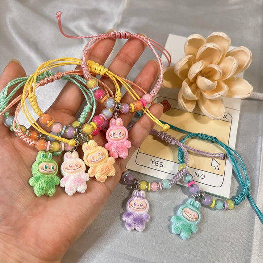 11223 Labubu Bunny Kids Beaded Bracelet with Adjustable {Multicolor}