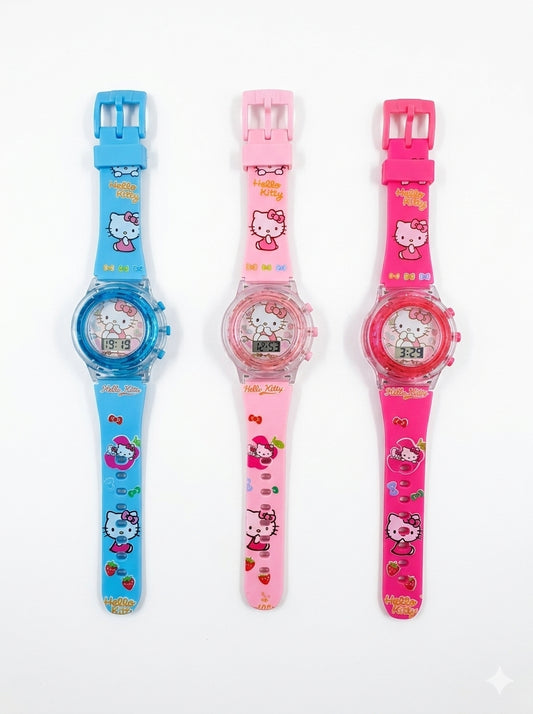 21238 Digital Watch for Girls - Cute Cartoon Printed Strap, LED Display,  of 3 Colorful Watches