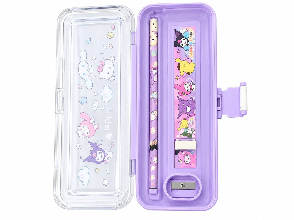 OK-2012 Multipurpose Cartoon Printed Pencil Box with Integrated Compass & Stationery Set