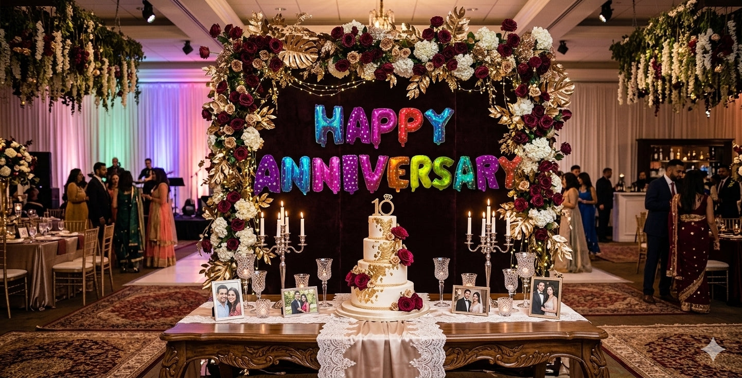 21261 Happy Anniversary Letter Foil Balloon, Party Decoration Items - 16 Letters - Multi