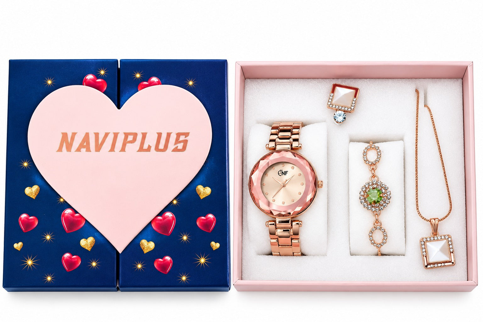 21275 Rose Gold Elegant Jewellery Set – Watch, Earrings & Pendant