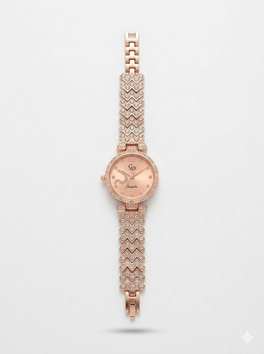21239 Gold Crystal Luxe Watch – Party wear