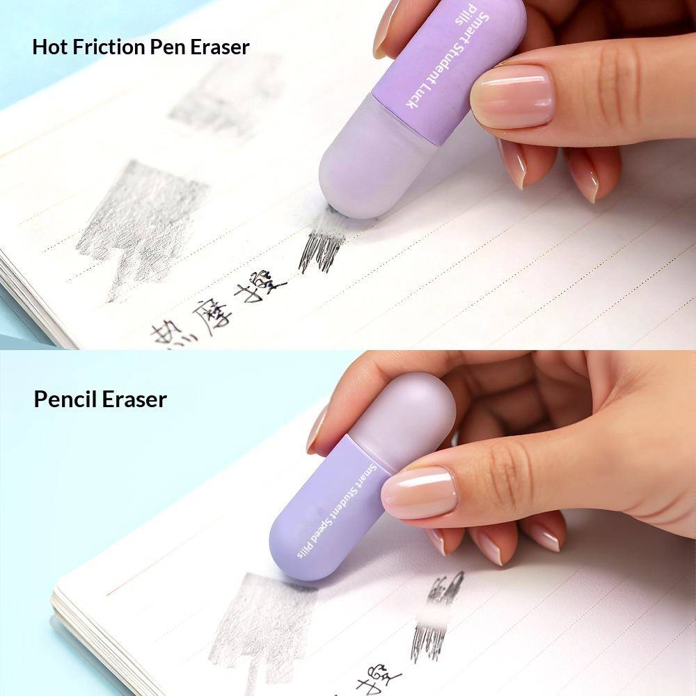 WX-99662 2 PCS  Pill Shape Double Ended Pencil Eraser Kids Heat Erasable
