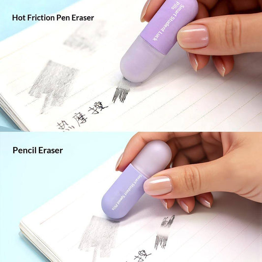 WX-99662 2 PCS  Pill Shape Double Ended Pencil Eraser Kids Heat Erasable