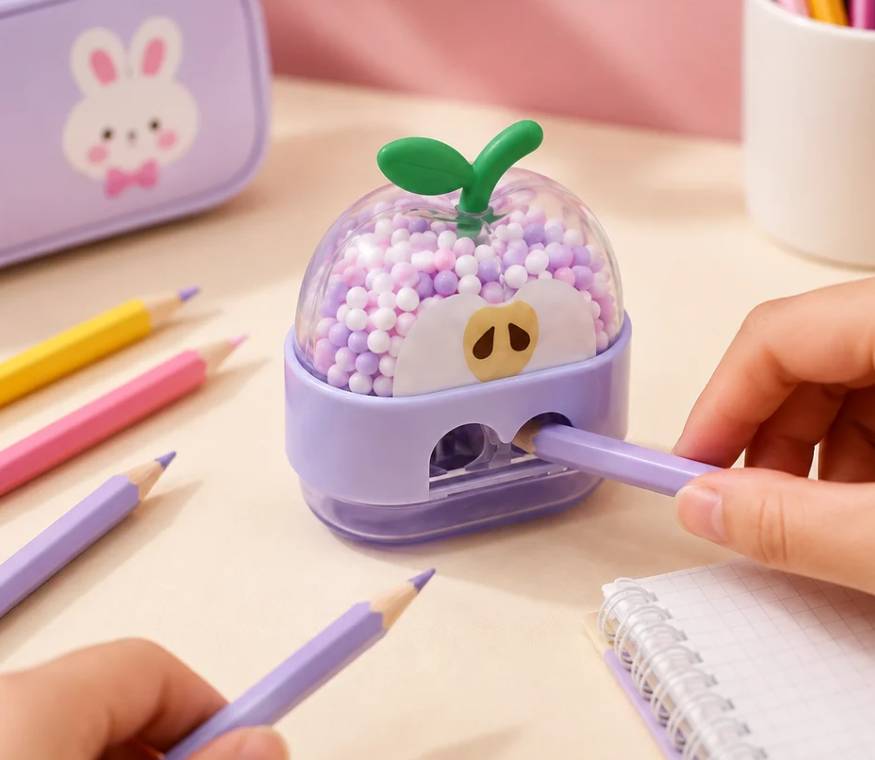 20735  sharpener Multicolour  Cute Pencil Sharpener in Green, Pink, White & Pastel Red