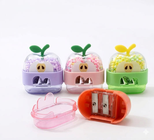 20735  sharpener Multicolour  Cute Pencil Sharpener in Green, Pink, White & Pastel Red