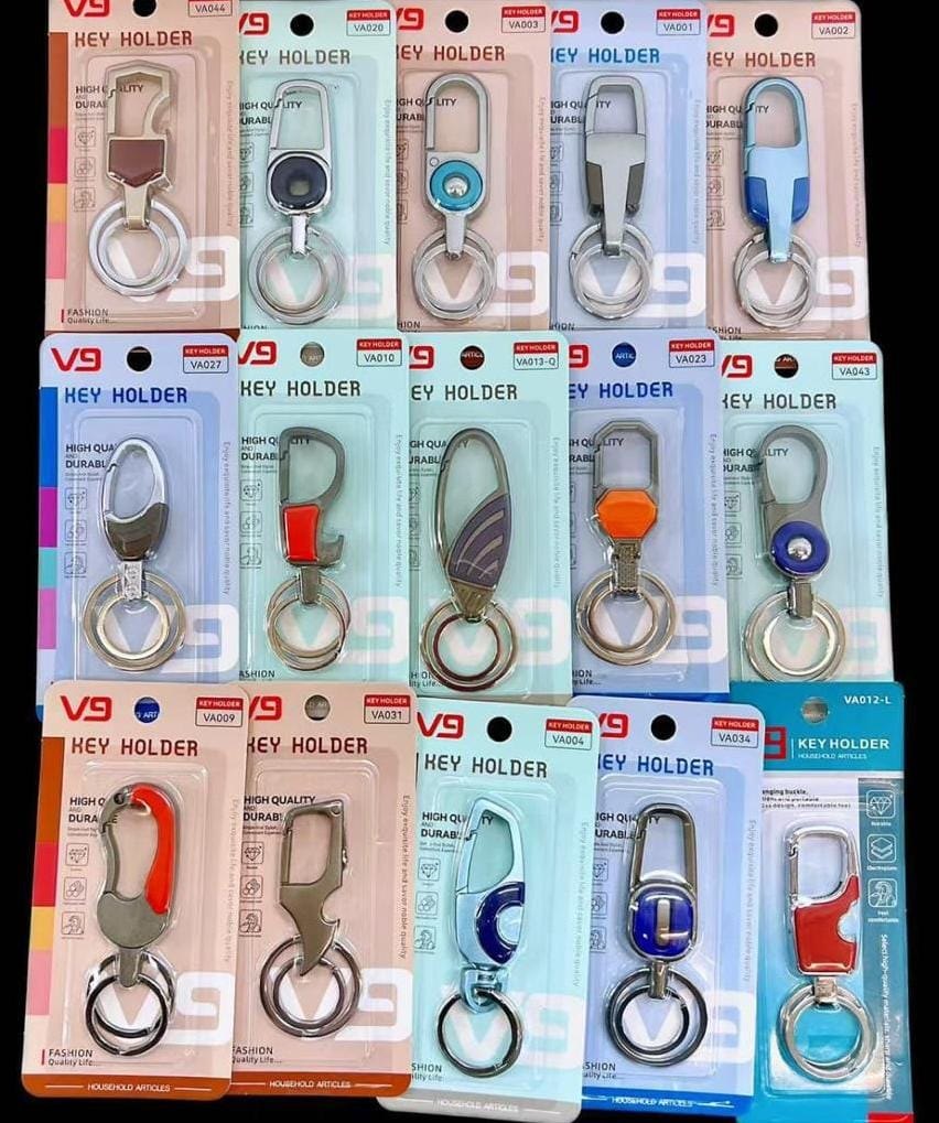 VA013-Q Portable Double Ring Keychain & Key Holder For Car & Bike’s Anti-Lost Key Chain For Gift Boys Girls & Friends  {Random Design}