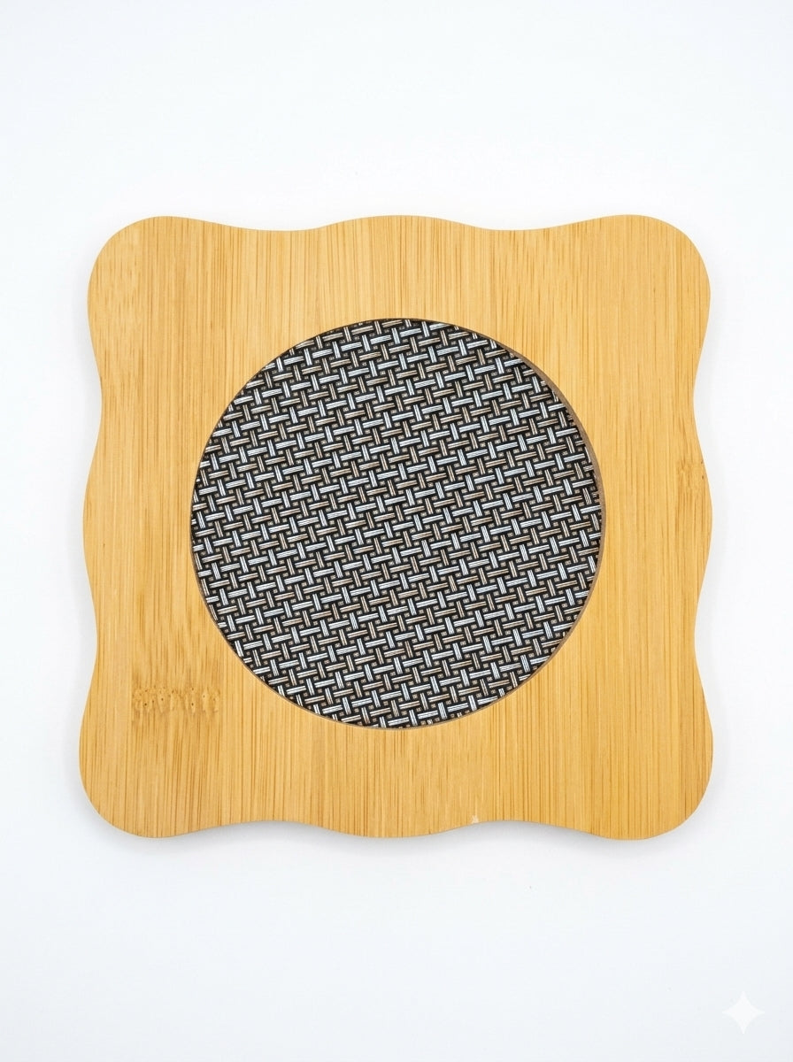 21246 Non-Slip Natural Bamboo Wooden Kitchen, Tabletop Heating Insulation, Resistant Dining Table Coaster Trivet Place Mat Pad, Pan Pot Holder