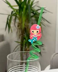 7044 Fruit Shape 4 pcs Funny PVC Plastic Drinking Straws Colorful Spiral Straws