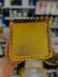 10977 Plastic Decorative Golden Thali {Pack of 3}