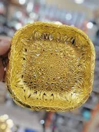 20008 Plastic Decorative Golden Thali {Pack of 3}