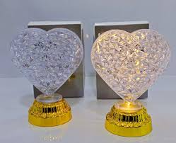 C-128 Crystal Heart / Star Shaped Decorative Light | LED Night Lamp for Bedroom, Living Room & Home Décor