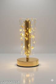 NC-A017 Frosted Glitter Crystal Table Lamp, Metallic Gold, Touch Control, 3 in 1 LED Light Color Change