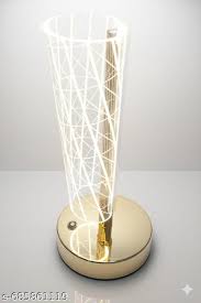 NC-A017 Frosted Glitter Crystal Table Lamp, Metallic Gold, Touch Control, 3 in 1 LED Light Color Change