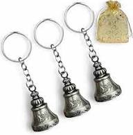 21164 Guardian Bell Keychain for Bike & Car | Tibetan Texture Bell Keychain with Evil Eye & Silver Hook | Good Luck Charm