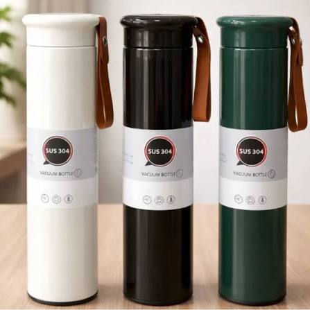 20727 Elegant Design 500ML Stainless Steel Insulated Hot Cold Drinks Beverages Portable Water Bottle {Random Color}