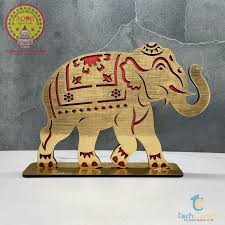 20420 Golden Wooden Elephant  for Home Decor