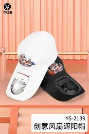 10527 Custom Blank Solar Fan Hat Cooling Baseball Cap With USB Charger