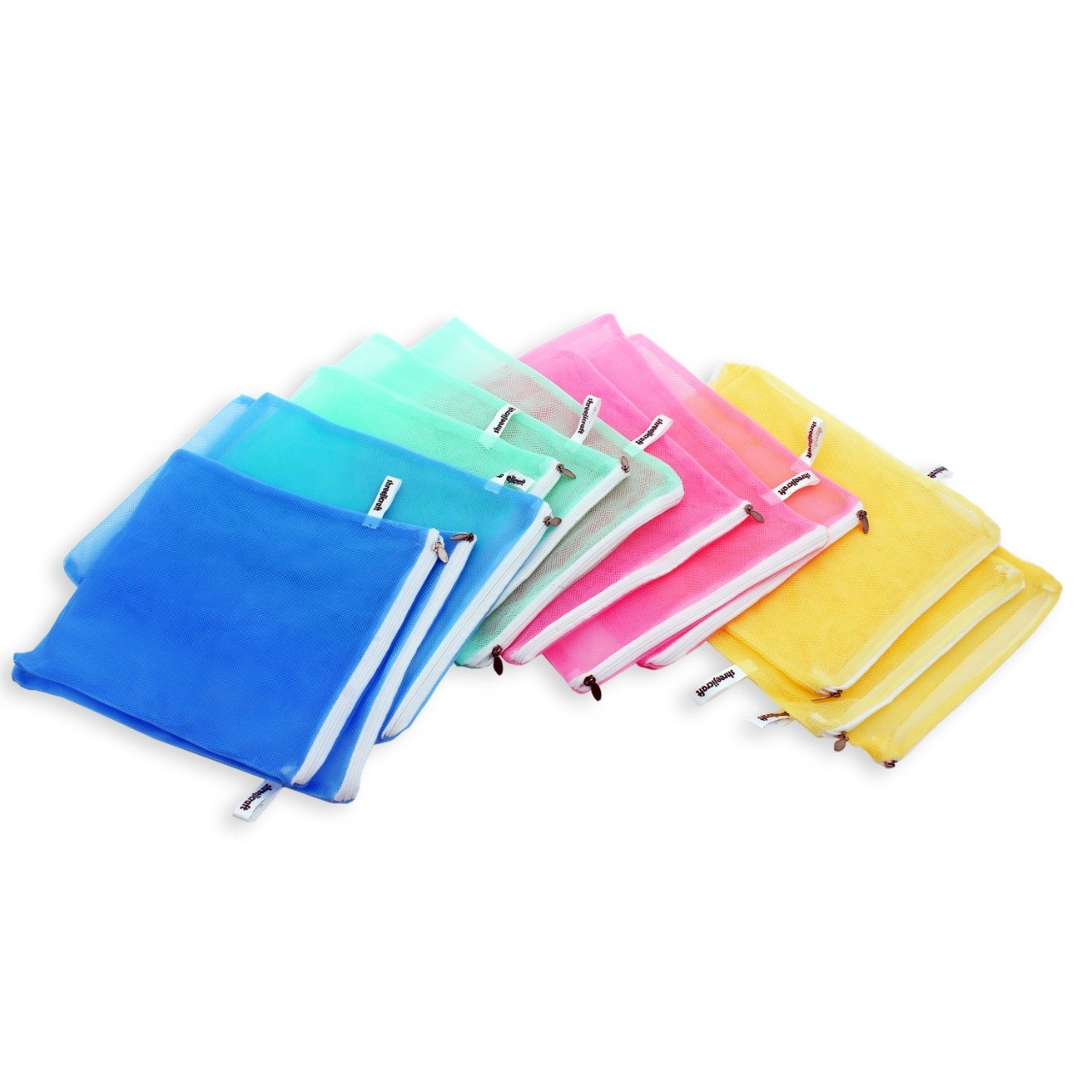 20372 {Pack of 4} Multi Purpose Fridge Storage Bags for Fruits and Vegetables, Reusable and Washable Produce Net Bags