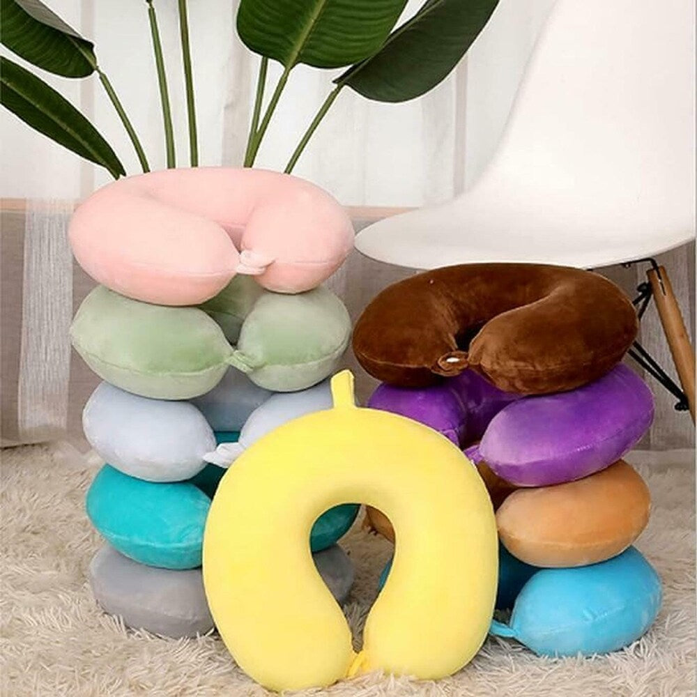 51197 Neck Pillow for Travel| Comfort Travel for Men and Women| Foam Neck Pillow with Soft Material| Travel Pillow for Flight or Train Journey {Random Color}