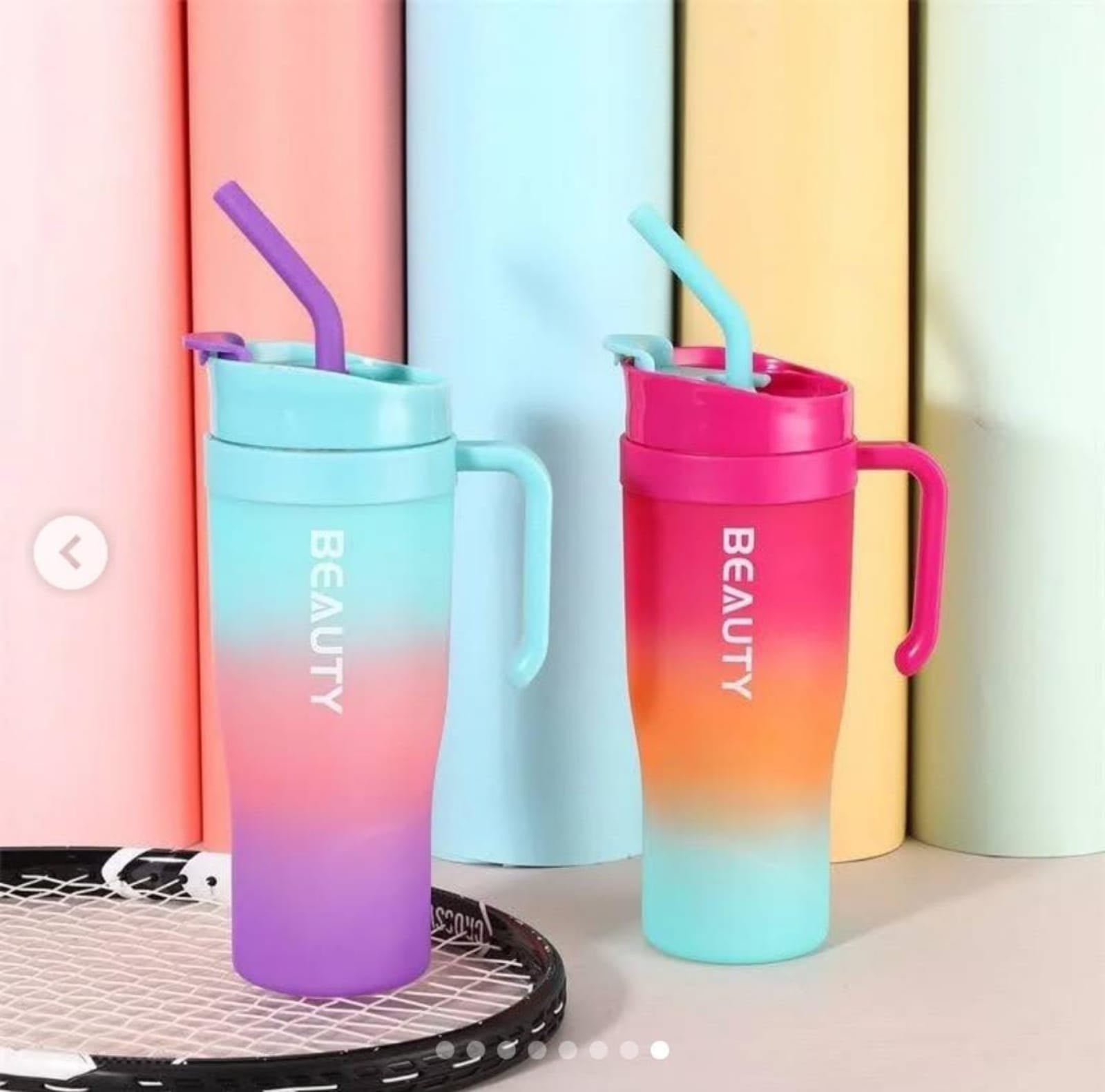 20188 Water Bottle Set Of 3 Pcs Time Marker With Straw, Unbreakable Leakproof Bpa Free Non-Toxic Sipper Bottle For Office, Sports, Gym, School {Random Color}