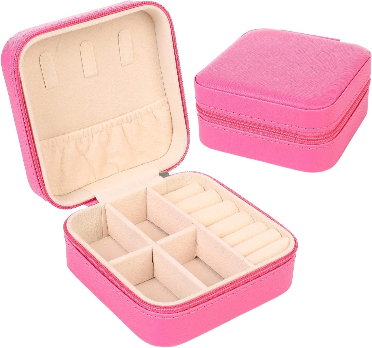 1824 Travel Jewelry Case, Small Jewelry Box Portable Jewelry Travel Organizer Display Storage Case for Rings Earring Necklace Bracelet, Gift for Women {Multicolor}