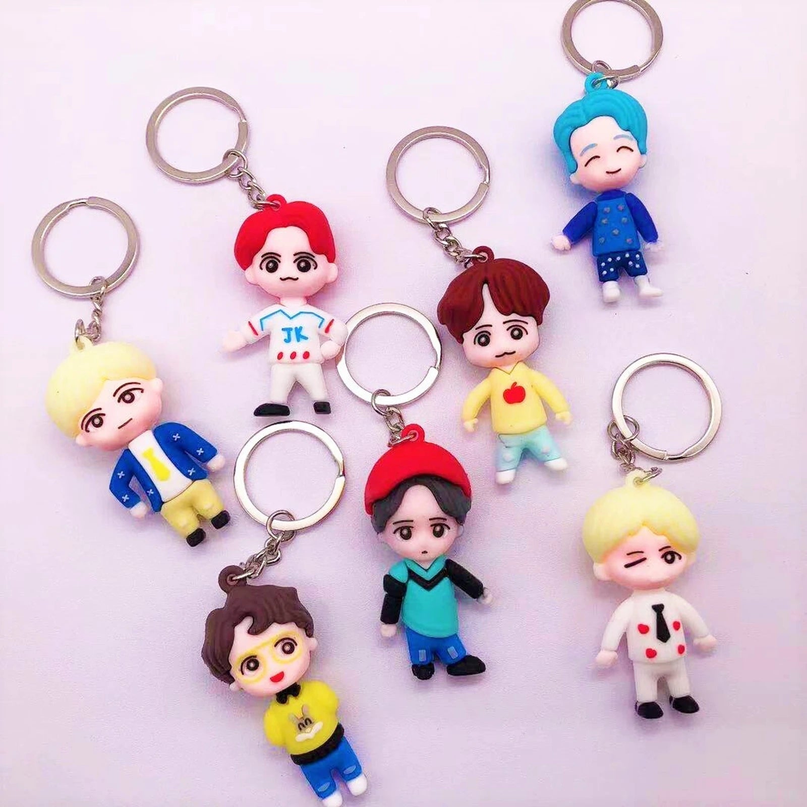 20507  {Pack of 12 }BTS Silicon Soft Rubber Keycahins Multicolored