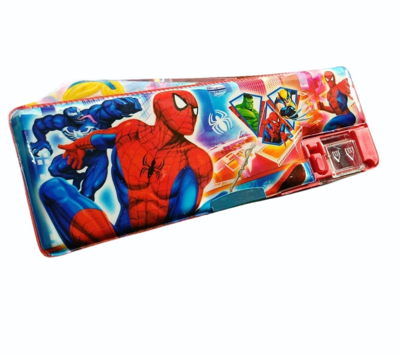 20435 Plastic Pencil Box with LED Light| Compartments and Dual Sharpener, Magnetic Lock, Pencil Box for Boys (Random Design)