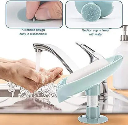 10443 Soap Holder Leaf-Shape Self Draining Soap Dish Holder, Not Punched Easy Clean Bar Soap Holder