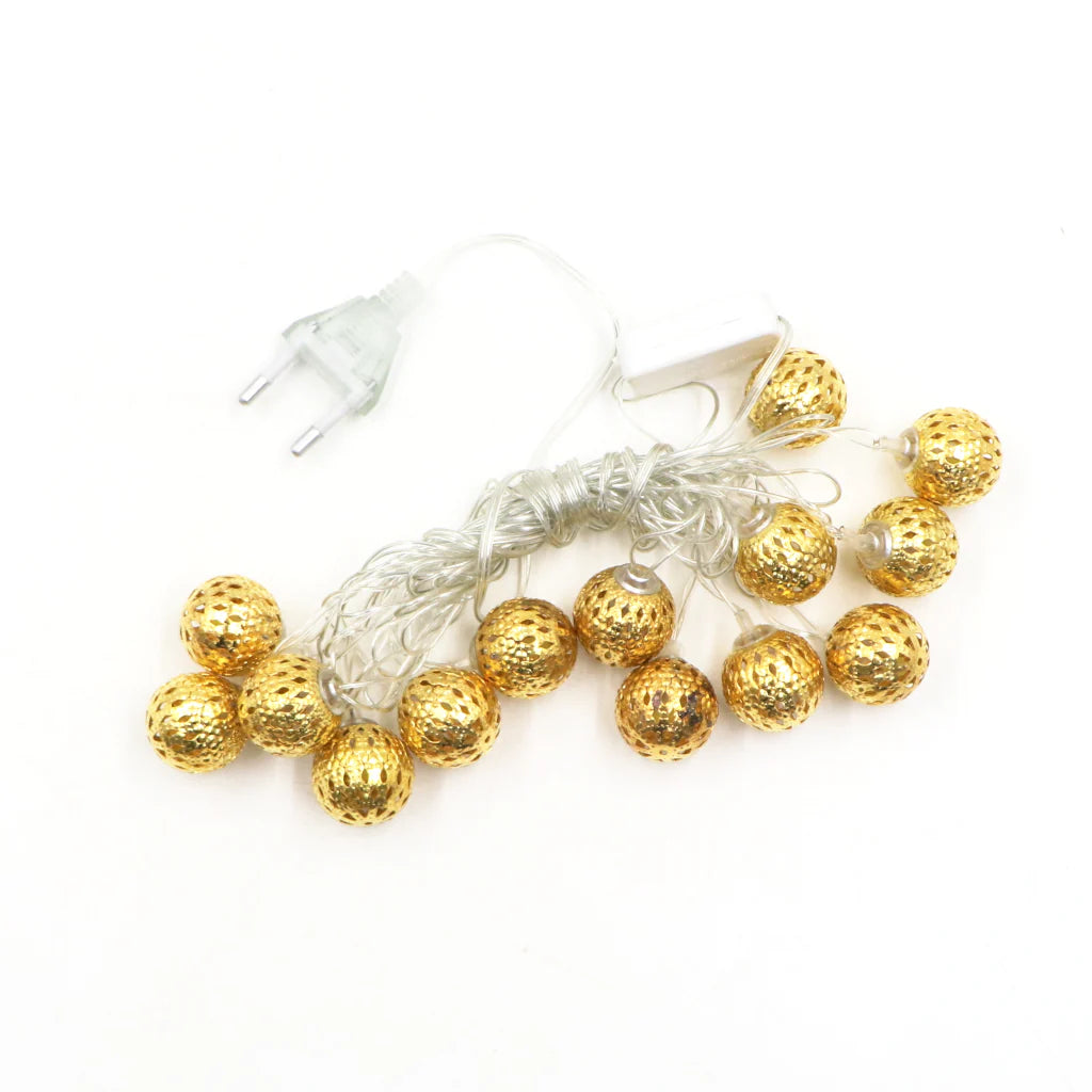 YGD-54  12 Bulbs Metal Ball Lights for Home and Office Indoor Decorations {Golden}