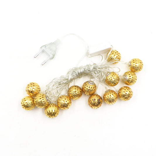 YGD-54  12 Bulbs Metal Ball Lights for Home and Office Indoor Decorations {Golden}
