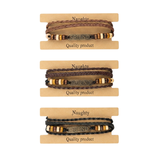 20837 Stylish Men's Leather Friendship Bracelet | Adjustable Handmade Bracelet