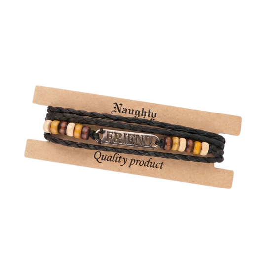 20837 Stylish Men's Leather Friendship Bracelet | Adjustable Handmade Bracelet