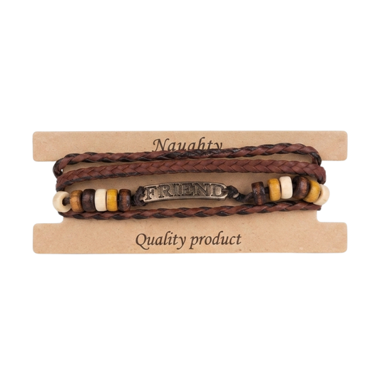 20837 Stylish Men's Leather Friendship Bracelet | Adjustable Handmade Bracelet