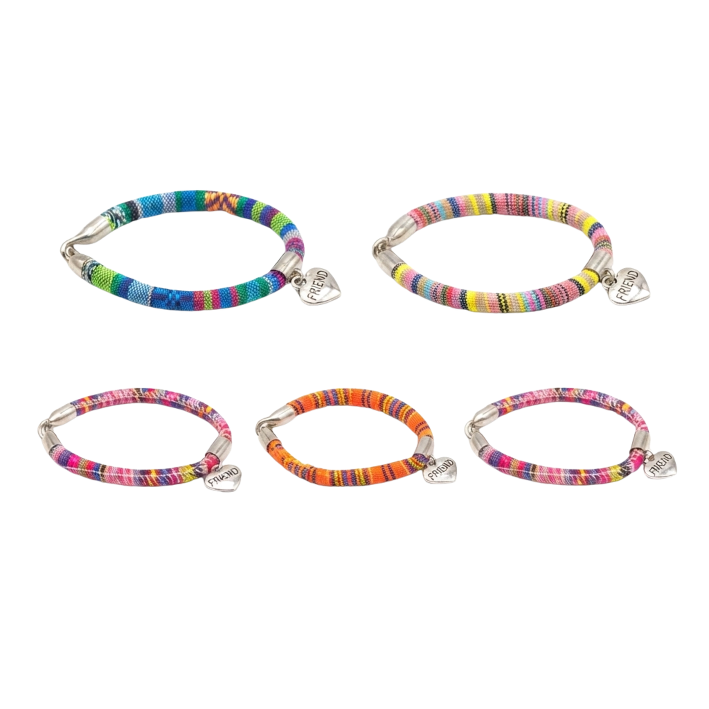 20839 Men Style Friend Ship Heart Charm Wristband Friendship Day Gift MultiColor Zinc and Metal Bracelet for Men and Women