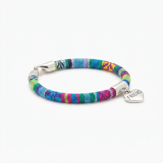 20839 Men Style Friend Ship Heart Charm Wristband Friendship Day Gift MultiColor Zinc and Metal Bracelet for Men and Women