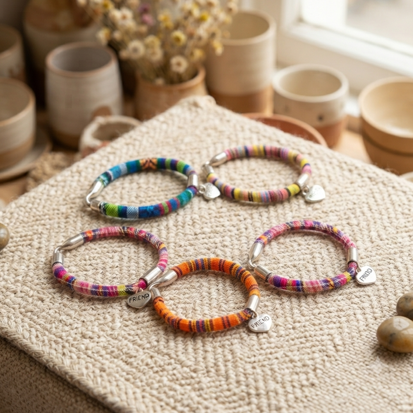 20839 Men Style Friend Ship Heart Charm Wristband Friendship Day Gift MultiColor Zinc and Metal Bracelet for Men and Women