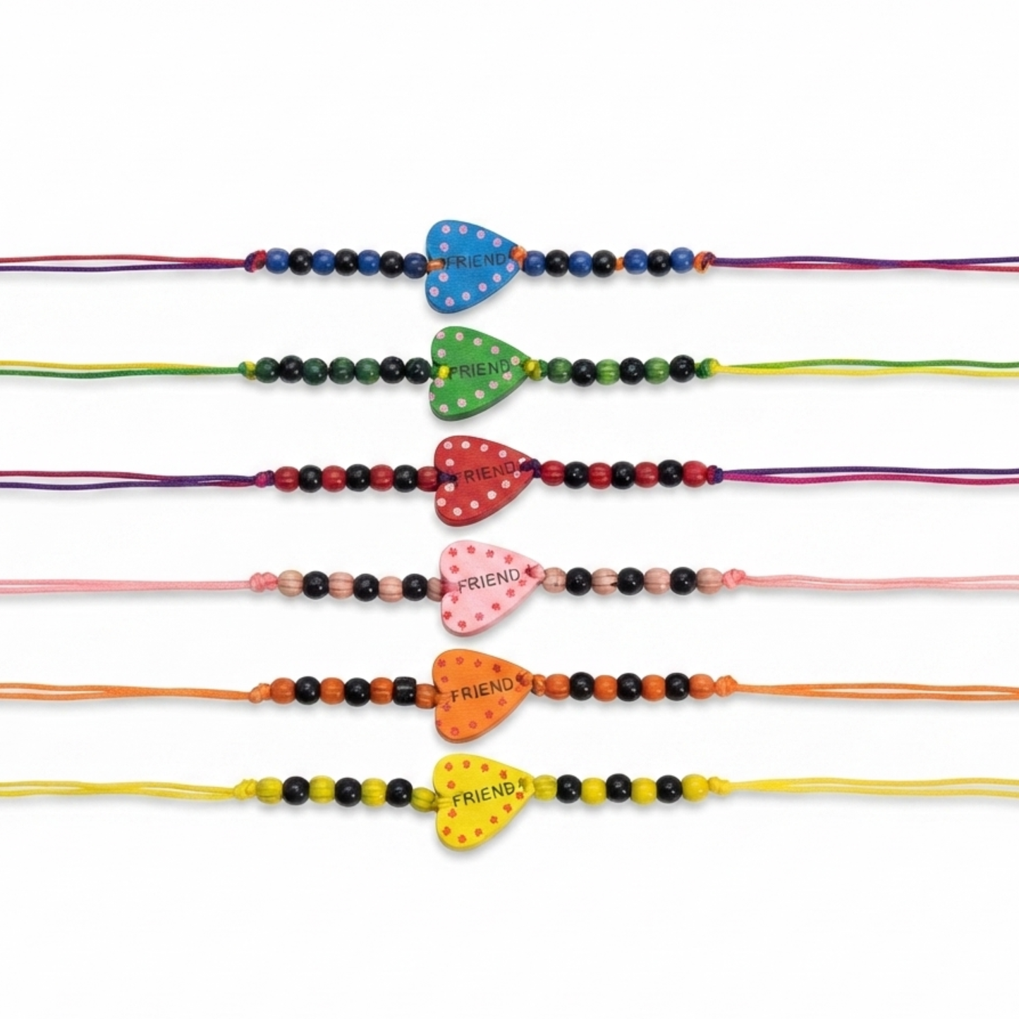 20843 {Pack of 12} Colorful Wooden Friendship Bands for Your Friends Multicolor