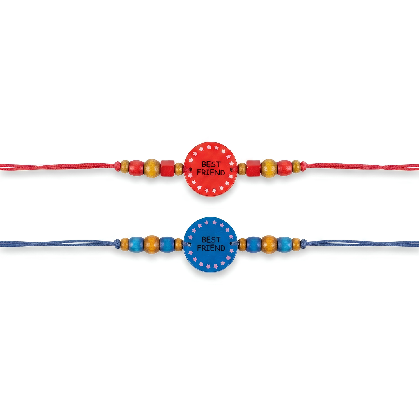 20842 {Pack of 12} Multi Color Printed Wood Friendship Belt/Friendship Band/Bracelet -Friendship Day