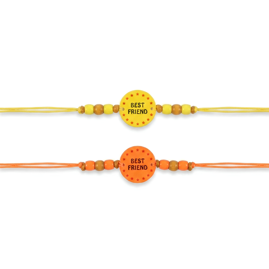 20842 {Pack of 12} Multi Color Printed Wood Friendship Belt/Friendship Band/Bracelet -Friendship Day