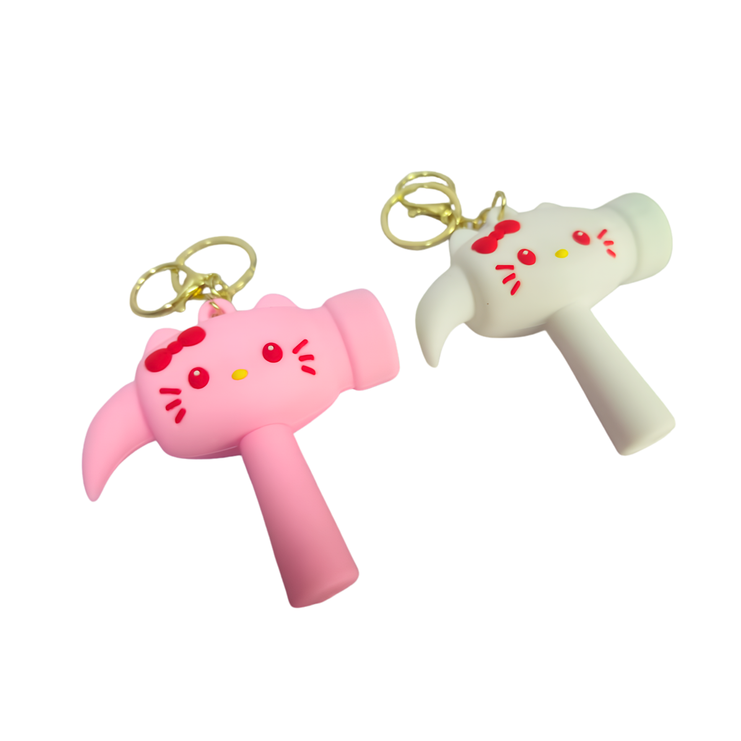 20836  Cute Cartoon Hammer Choo Choo Keychain With Sound For Kids, Shake Left Right Musical Beep Hammer Toy, Soft Grip Cartoon Handheld Sensory Keychain