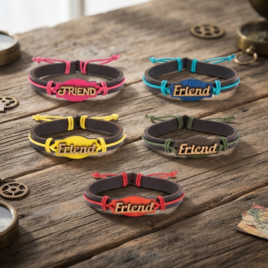 20858 {Pack of 12} Adjustable Friendship Leather Bracelet for Boys & Girls | Handmade Unisex Wrist Band | Multicolor Rope Bracelet | Best Friend Gift