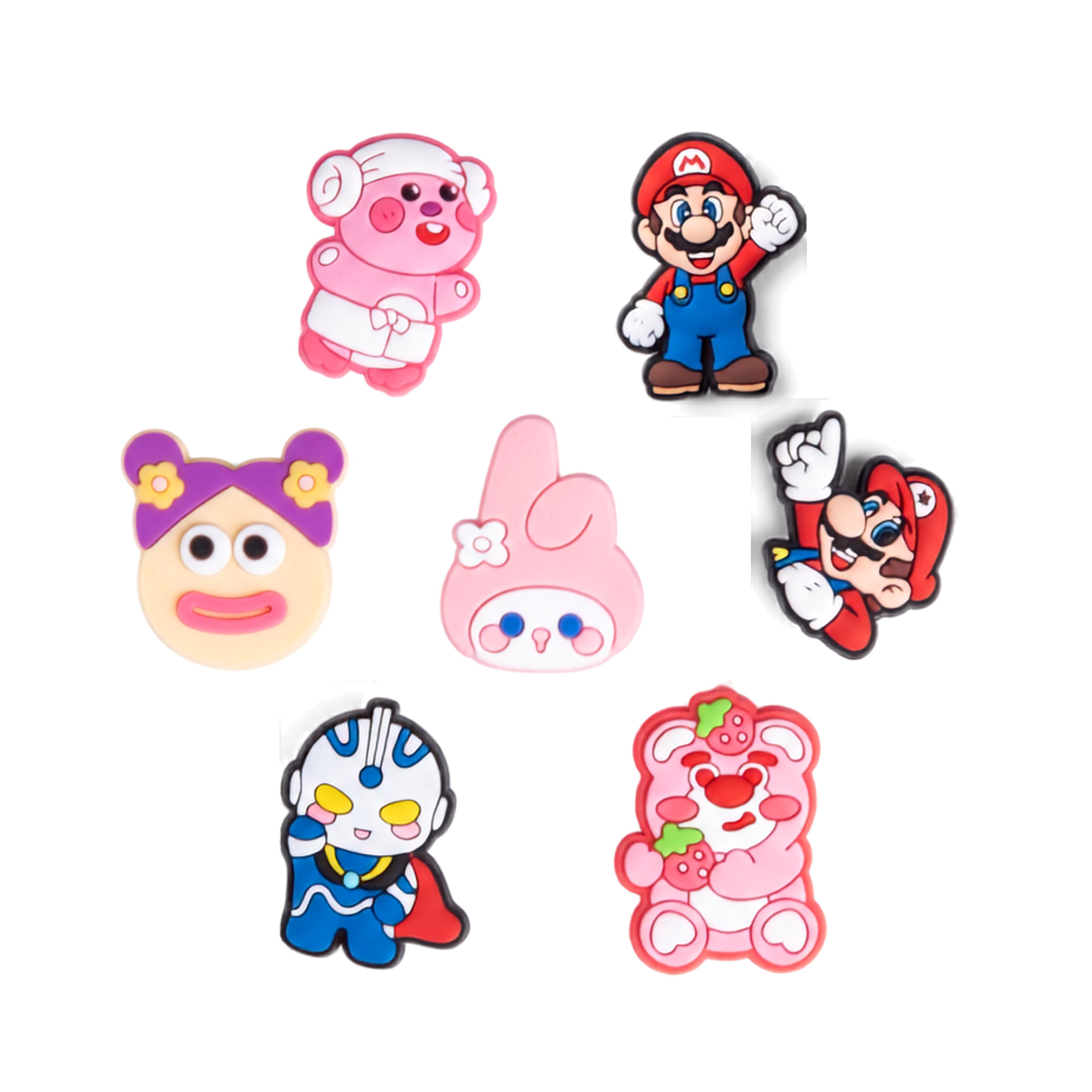 211783 10 pcs  Cute Cartoon 3D Decorative Charms & Stickers – Assorted Designs for Bags, Stationery & Accessories