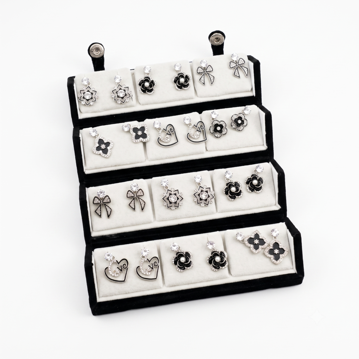 20945 Premium 12 Pairs Korean Style Earrings Combo Set for Women | Trendy Gold, Crystal & Pearl Designs | Gift Collection with Foldable Display Stand