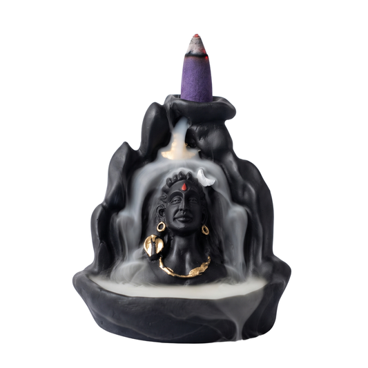 Lord Adiyogi Shiva Statue with Incense Folder, Mahadev Murti for Mandir, Home/Office Decor with Free 10 Incense Cones