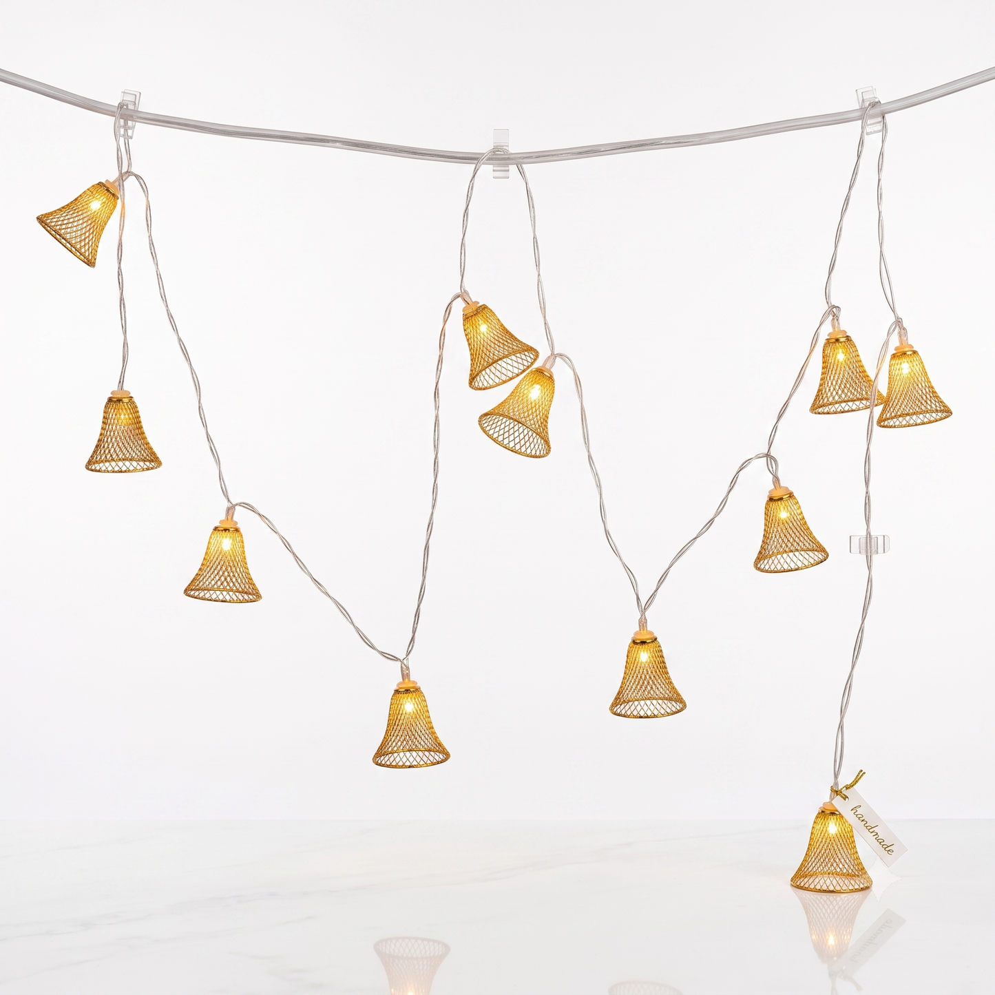 21108 Metal Bell in String Light {Golden }