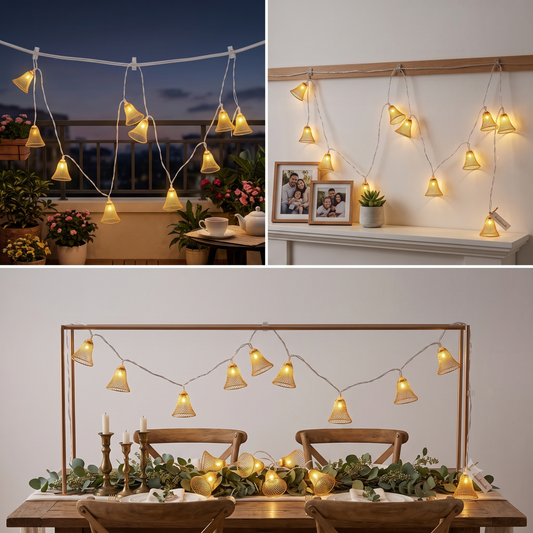 21108 Metal Bell in String Light {Golden }
