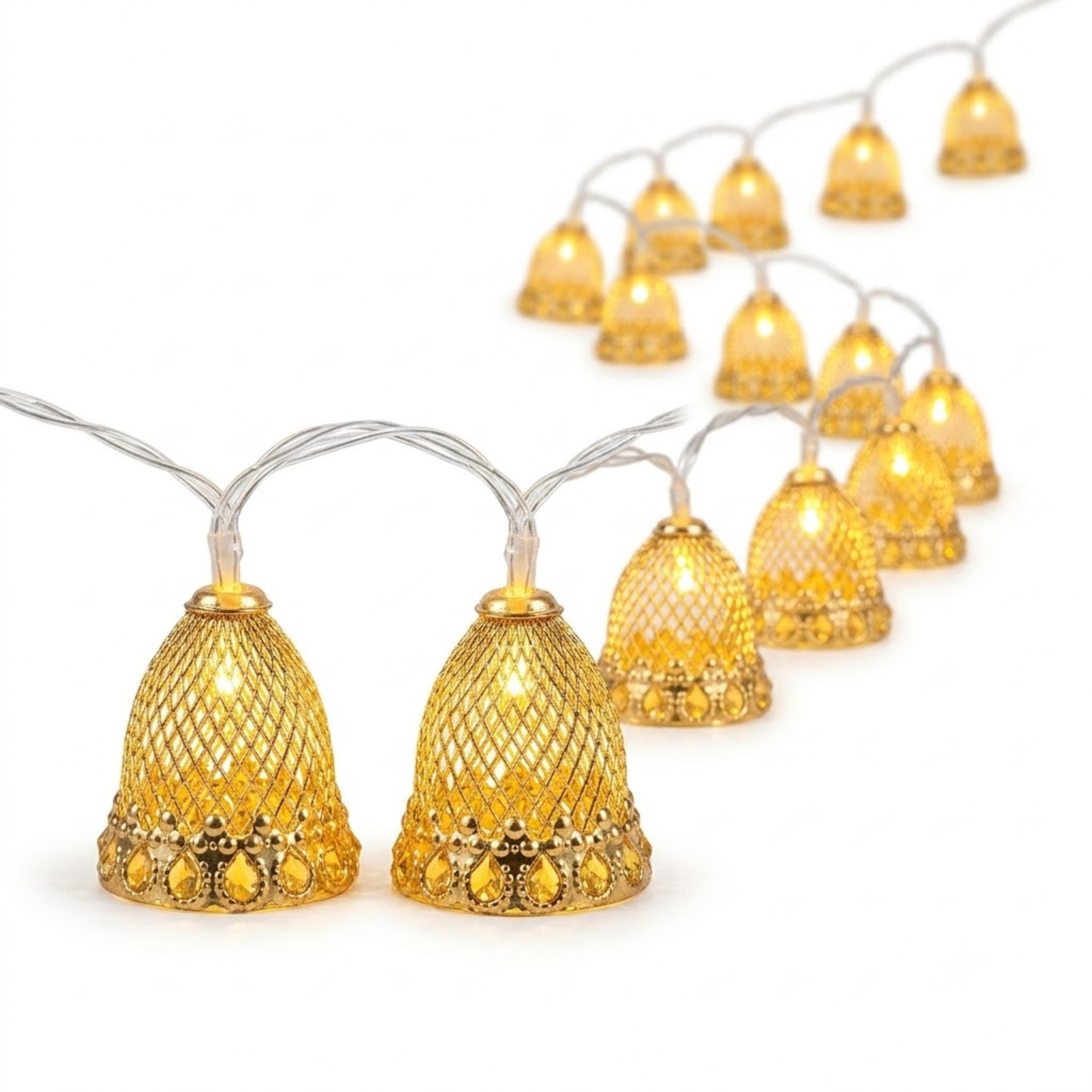21108 Metal Bell in String Light {Golden }