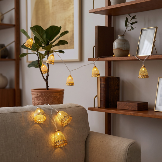 21108 Metal Bell in String Light {Golden }