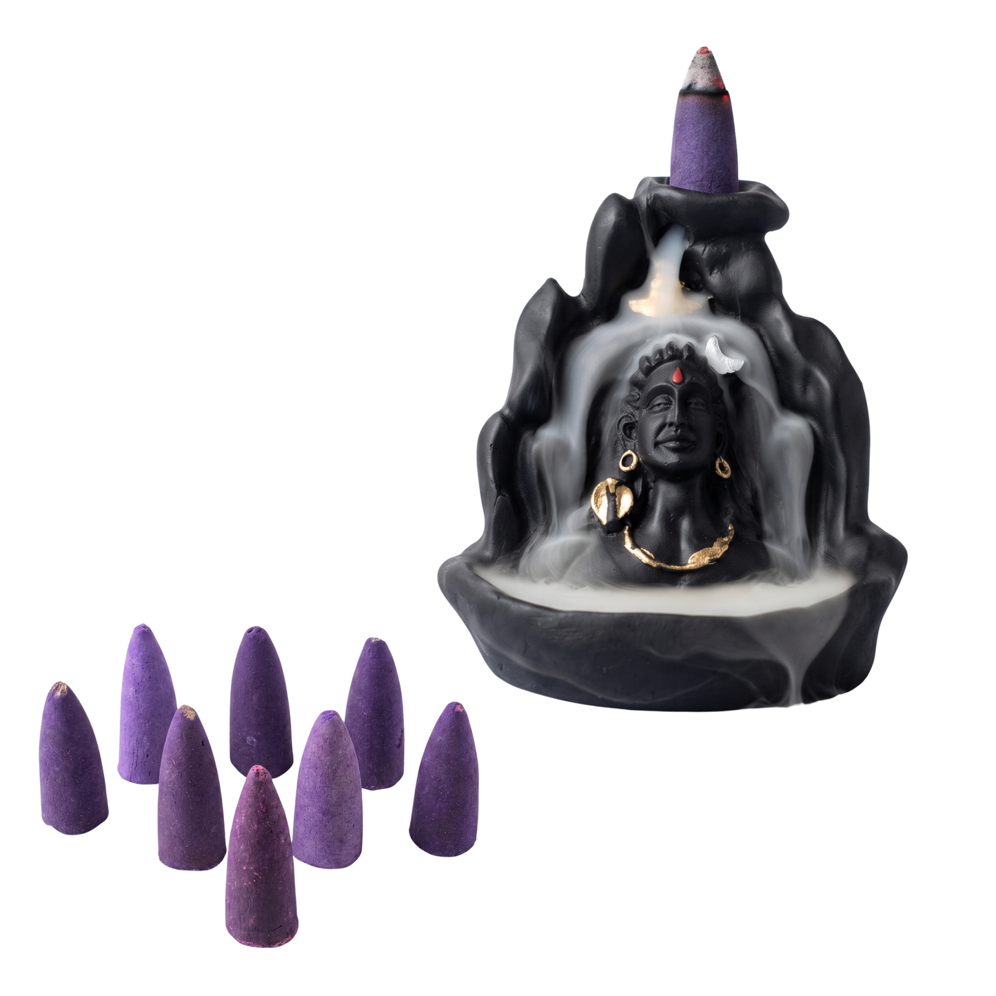 Lord Adiyogi Shiva Statue with Incense Folder, Mahadev Murti for Mandir, Home/Office Decor with Free 10 Incense Cones